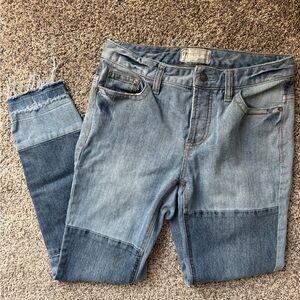 Free People Patchwork Jeans Size 27 Distressed Raw Hem Denim